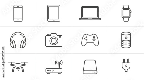 Modern gadget icons smartphone tablet laptop smartwatch and more