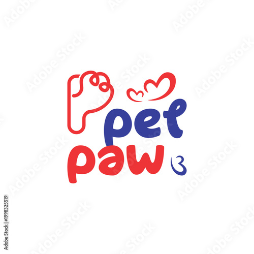 Pet paw text sign design letter P paw mark pet paw creative sign design