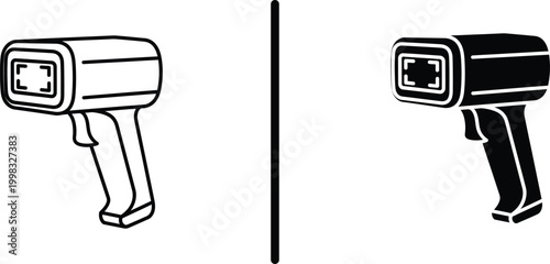 Barcode Scanner Icon Set Black and White Vector Illustration