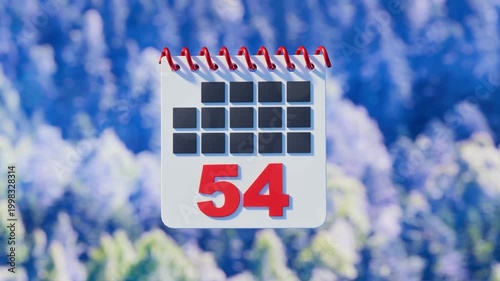 4K Calendar animation background with 365 days with nature animated winter, summer seasons backdrop. 