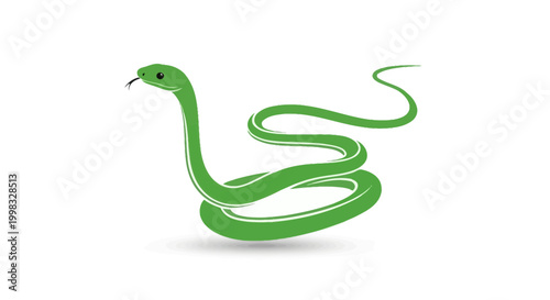 Green snake illustration coiled in a simple, elegant design with a white background