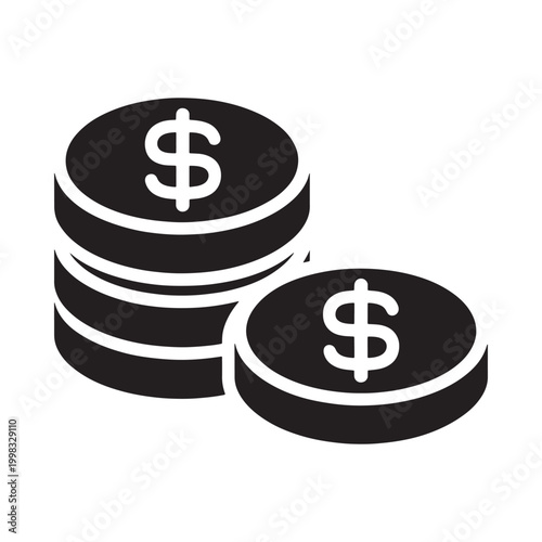 stacked coins with dollar sign icon high quality