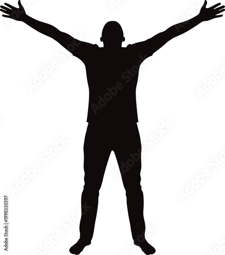 Принти на полотні Silhouette of a person with arms raised in a victorious or worshipful pose