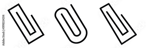 Black Paper clip icon. Simple outline style. Paperclip, attach, document clip, staple, fastener, page clamp, office concept. Thin line symbol. white background, EPS10  