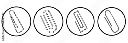  red and black Paper clip icons set. Flat, color, pin button design, paper clip icon set. white background, EPS10