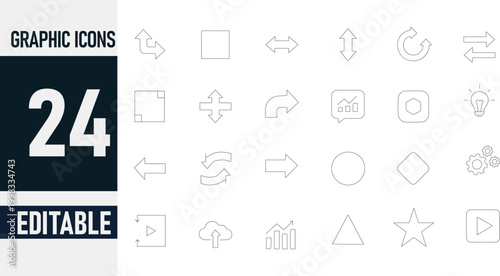 UI Graphic Icons Set with Editable Line Symbols