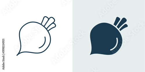 Beetroot sugar beet icon set in line and solid vector style