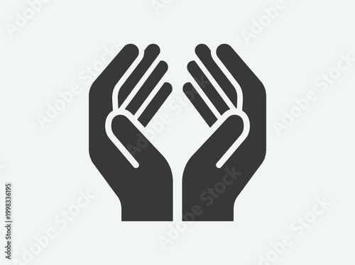 Bild auf Leinwand Minimalist Cupped Hands Vector Icon Representing Care, Protection, and Support