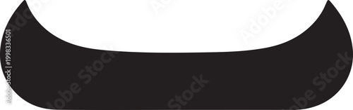 A clean black silhouette of a traditional canoe boat icon, shown from a side profile perspective against a plain white background.