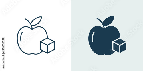 Apple with sugar cube icon set in outline and solid vector styles