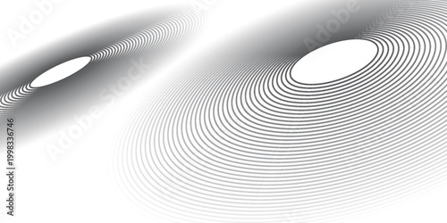 Simple black radial circle set. Sonar or sound wave ring collection. Halftone and linear epicentre, target, radar icon concept. eps10