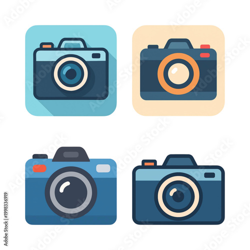 Conjunto de ícones de câmera fotográfica digital