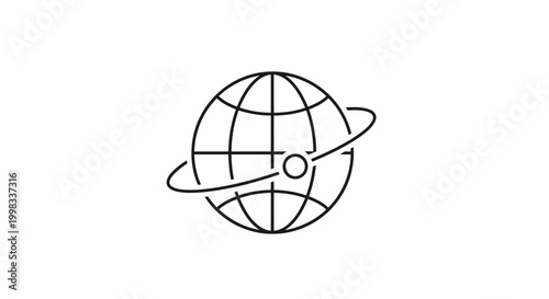 Global Network Orbit Sphere Line Icon Vector Illustration