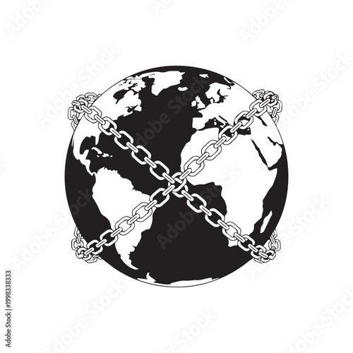 Fotografija Globe wrapped with chains illustration
