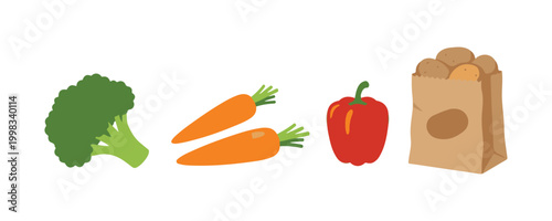 vegetables on white background