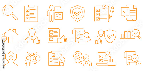 Inspection icon set. Editable line icons. Vector illustration.