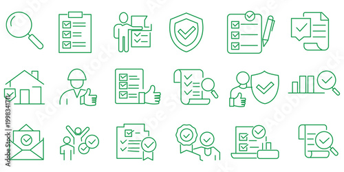 Inspection icon set. Editable line icons. Vector illustration.