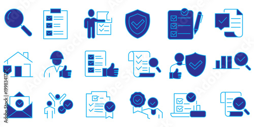 Inspection icon set. Editable line icons. Vector illustration.