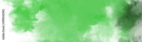 Abstract green watercolor background with soft, blended textures and white space on the left for creative design and branding