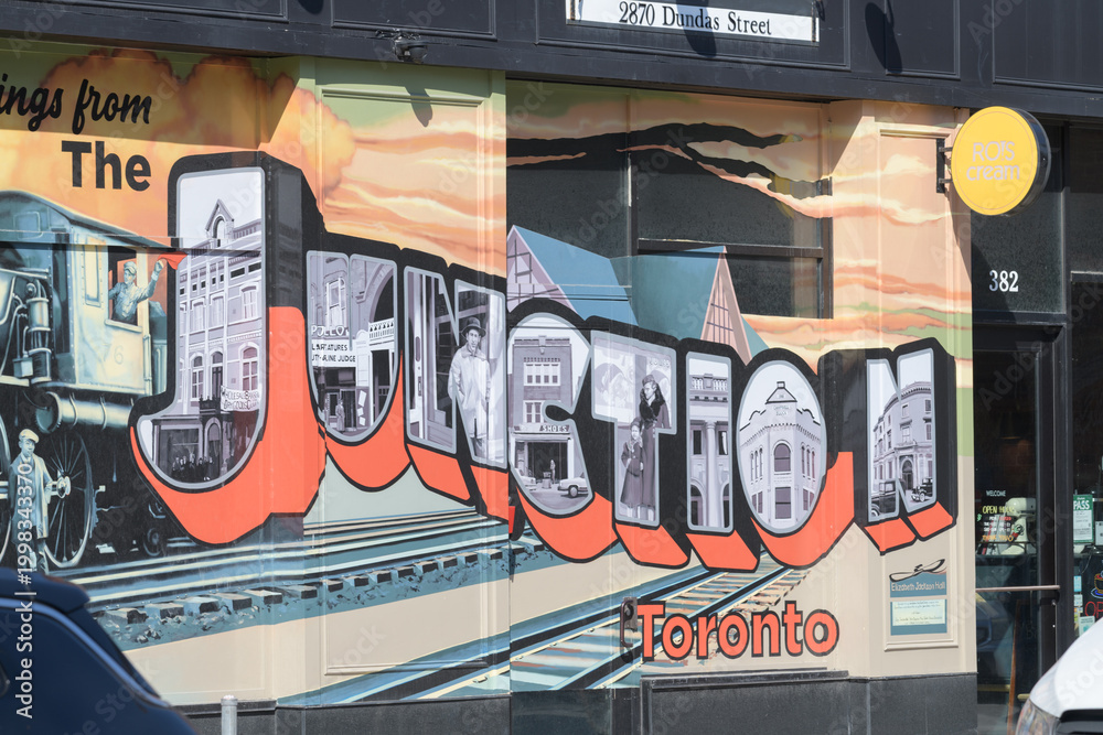Fototapeta premium mural on east wall of the historic Campbell Block (located at the corner of Dundas St. West and Keele St.) titled 