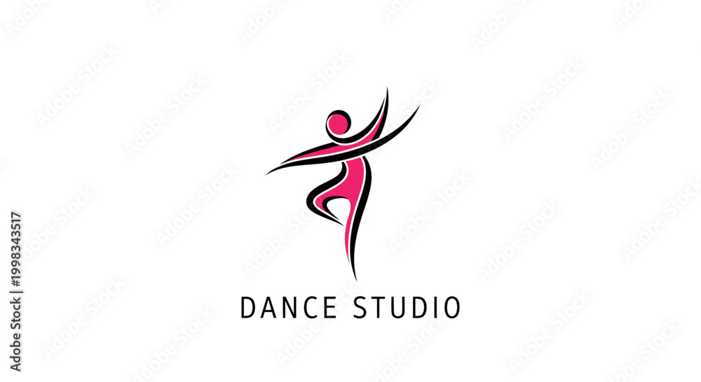 Fototapeta premium Elegant Dancer Silhouette - Modern Dance Studio Logo Concept