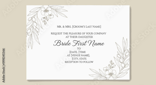 Elegant Wedding Invitation Design with Floral Botanical Elements