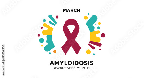 Maroon ribbon awareness month graphic with copy space