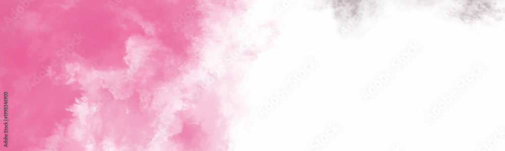 Obraz premium Bright pink and soft rose watercolor paint clouds and smudges on a white background for feminine and artistic designs