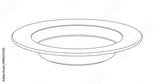 Empty Ceramic Bowl on White Background, Minimalist Tableware Still Life