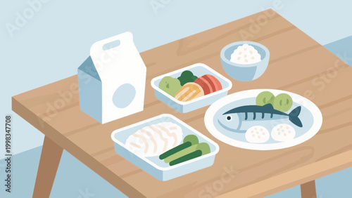 Fast food meal items flat vector illustration set