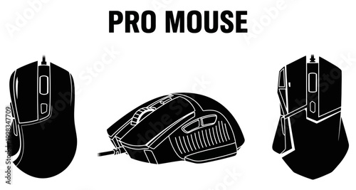 Computer Mouse Silhouettes in Vector Style with Clean Background