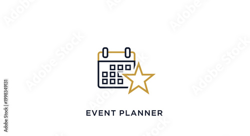 Event Planning Calendar with Star Icon, Scheduling and Organization Concept