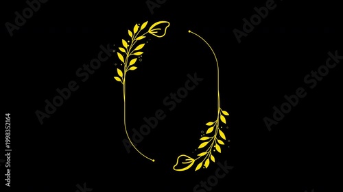 Elegant Wedding Flower Wreath Animated Title Frame Alpha Channel