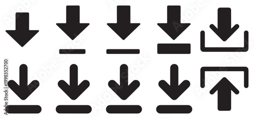 Bold black up and down arrow icons for navigation and data transfer interface. vector illustration eps 10