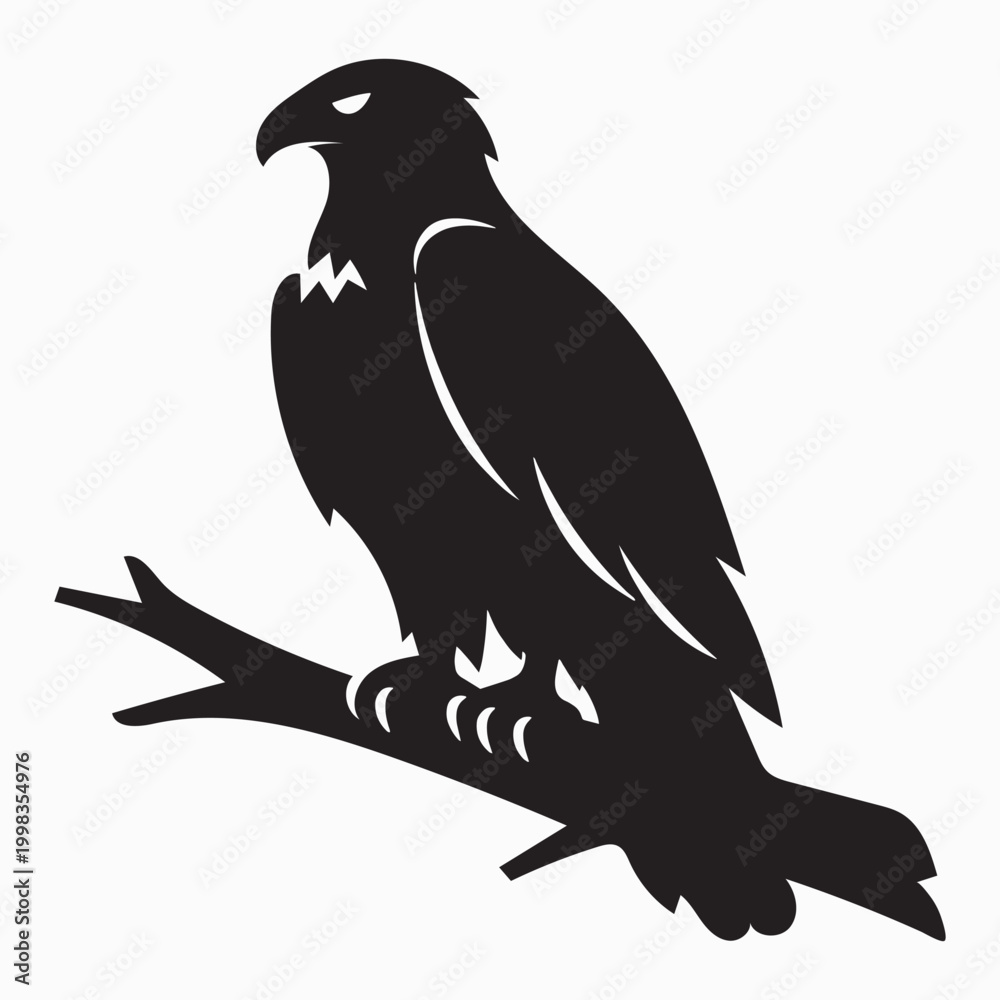 Fototapeta premium Eagle Perched on Branch – Majestic Silhouette Side Profile