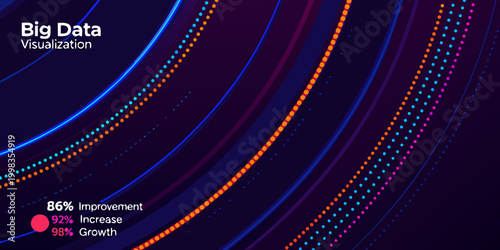 Big data visualization with flowing lines and data points