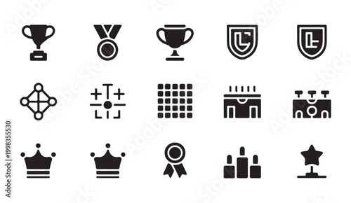 Awards and symbols vector icons collection for achievement and recognition graphics.