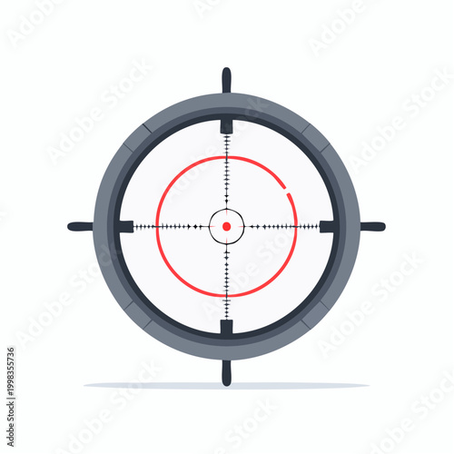 Rifle scope crosshair with red circle reticle for aiming and targeting