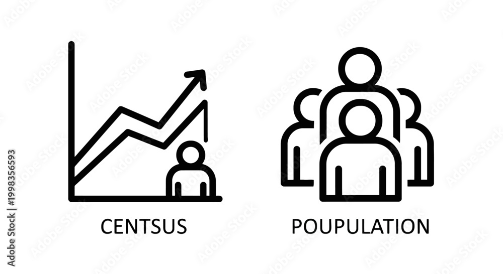 Fototapeta premium Census and population growth concept icon set line style illustration population demographics statistics analytics analysis business demography