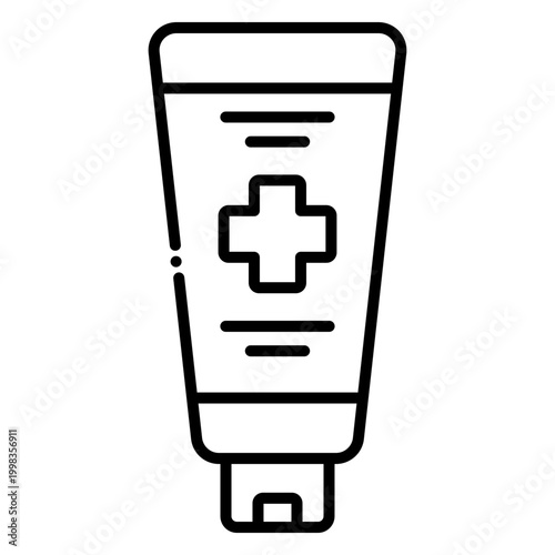 Medical Cream Tube with Cross Symbol Isolated on White