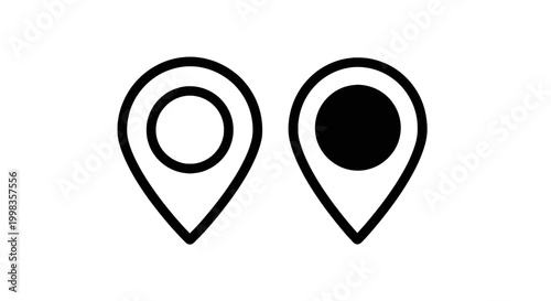 Free Download Simple map location pin icons with hollow and solid circle design for navigation points and destination markers location navigation destination interface - GFXLoad