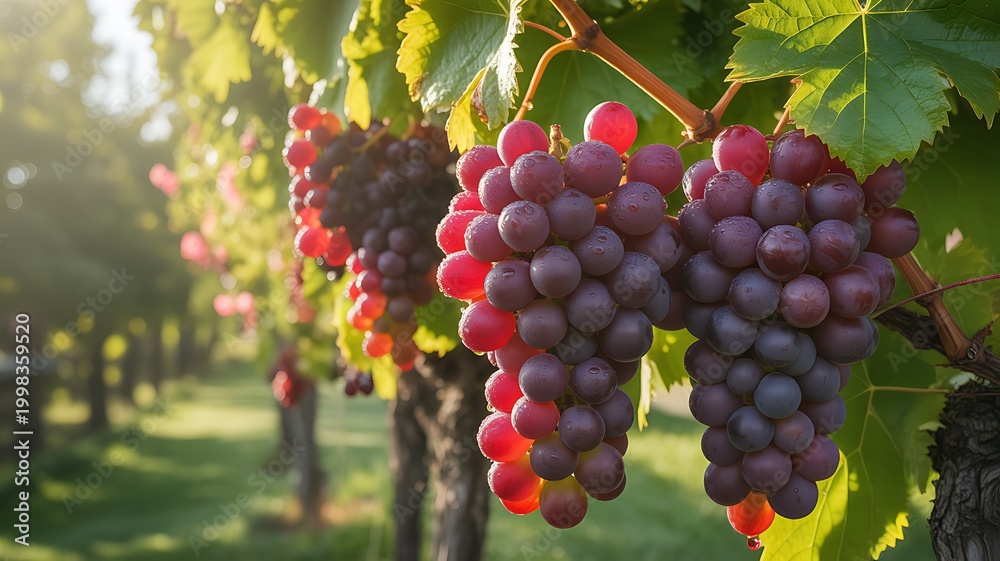 Fototapeta premium red grapes on vine