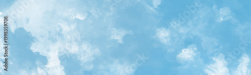 Soft Blue Sky Watercolor Texture with Wispy White Clouds Abstract Background for Serene Designs and Atmospheric Visuals