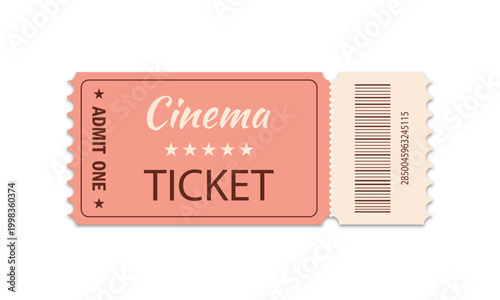 Cinema ticket isolated on white background.	