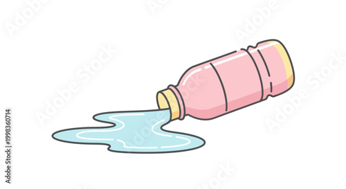 Spilled milk from pink bottle.