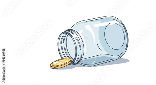 Glass Jar with Single Gold Coin.
