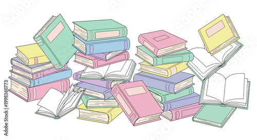 Colorful Stacks of Books Together.