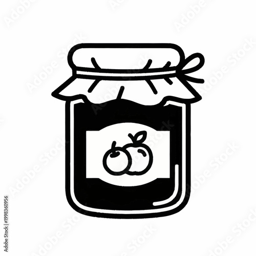 Blackberry jam in glass jar.
