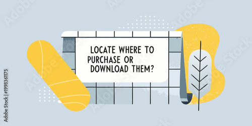 illustration of sign with text locate where to purchase or download them