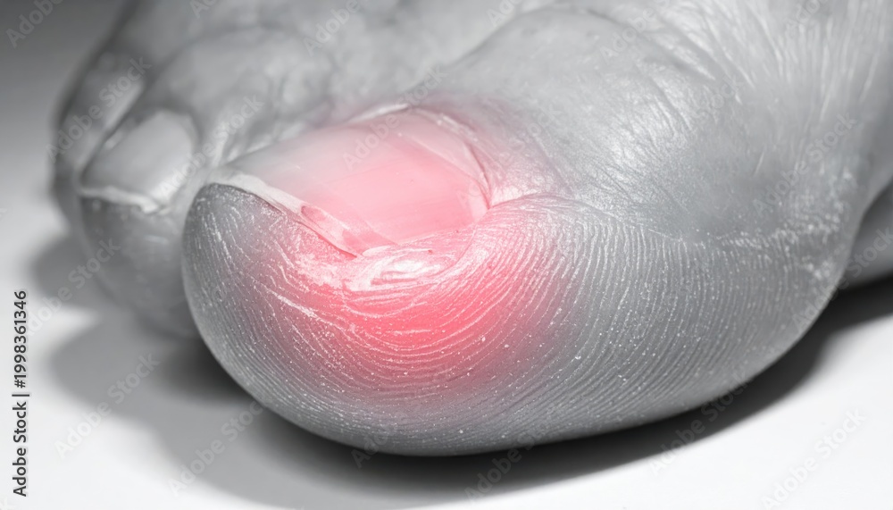 Fototapeta premium Close-Up of Human Toe with Painful Red Inflammation and Swelling
